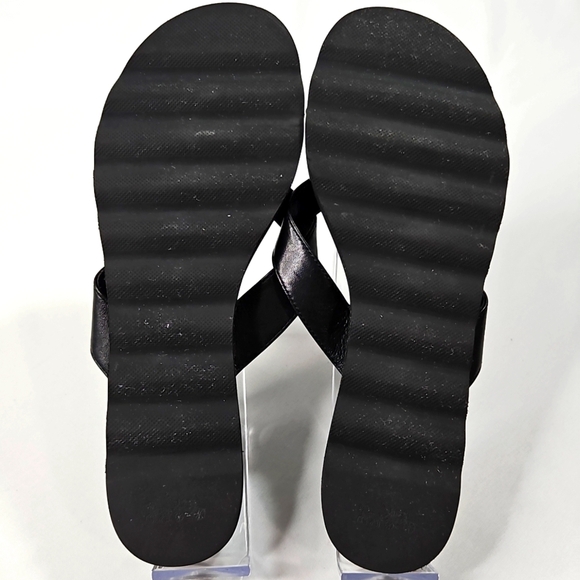 Coach Womens Shelly Black Leather Turnlock Slip On Thong Flip Flop Sandals Sz 38 - Picture 4 of 8